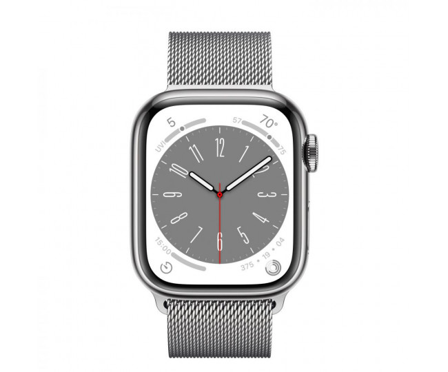 Apple Watch 8 + LTE 41mm Silver Stainless Steel Case with Silver Milanese Loop (MNJ73/MNJ83)